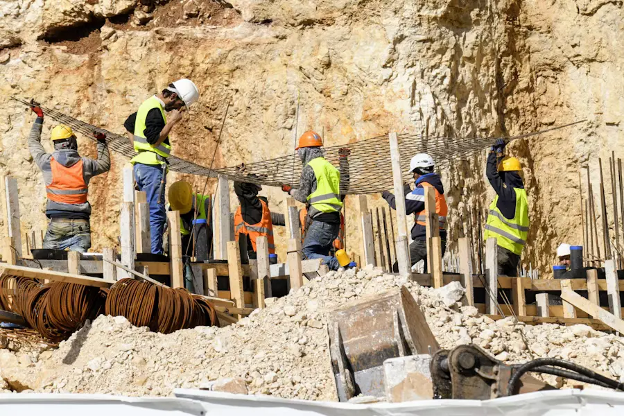 Construction workers on site